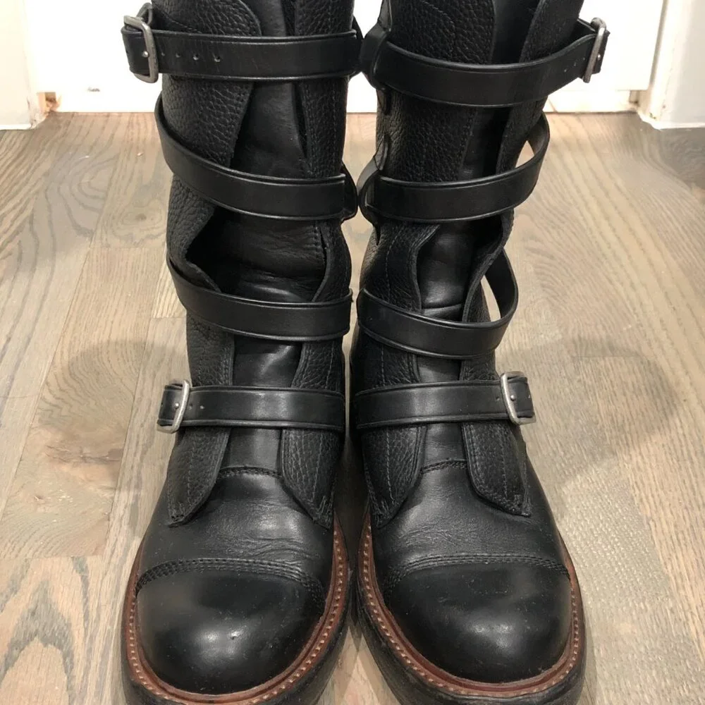 Coach Moto Buckle Boots - Black Pebble Leather - Size 8.5 - Picture 3 of 7